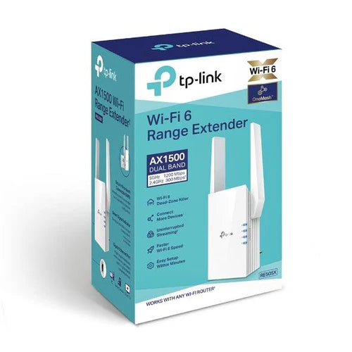 TP-Link AX1500 Dual-Band Wifi-6 Range Extender - White | RE505X