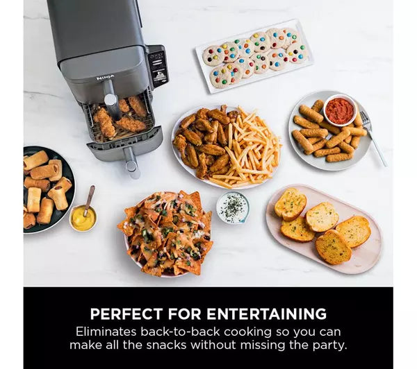 Ninja Double Stack XL Air Fryer 9.5L Capacity, 6 Cooking Functions, 8 Portions - Grey | SL400UK