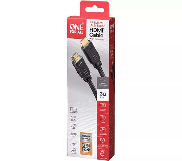 ONE FOR ALL Premium High Speed HDMI™ Cable with Ethernet - 3m | CC5030