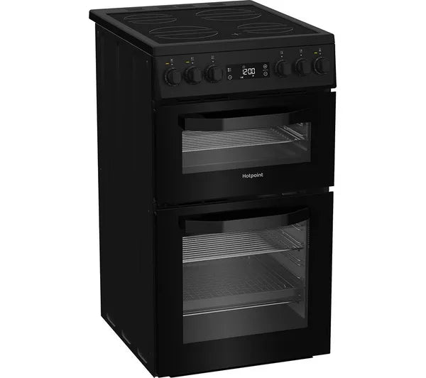 Hotpoint 50cm Freestanding Electric Double Cooker with Ceramic Hob – Black | HDE5VDCB