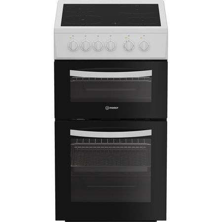 Indesit 50cm Electric feestanding double cooker with Ceramic Hob - White | ITE5VMW