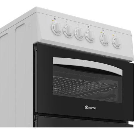 Indesit 50cm Electric feestanding double cooker with Ceramic Hob - White | ITE5VMW