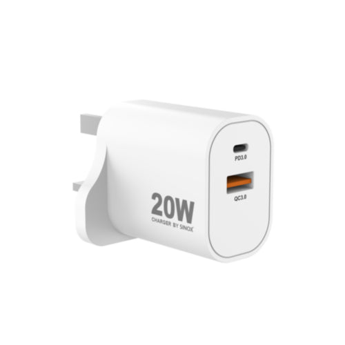 Sinox Pro 20W Fast USB-C & USB-A Wall Charger - White | 054539