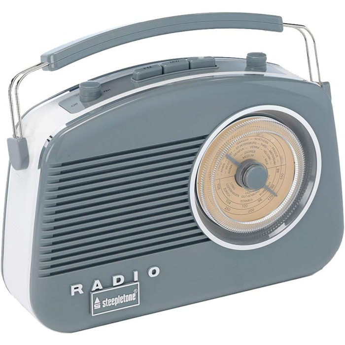 Steepletone Brighton 3 Band Portable Retro Radio - Grey | BRIGHTONGYBT