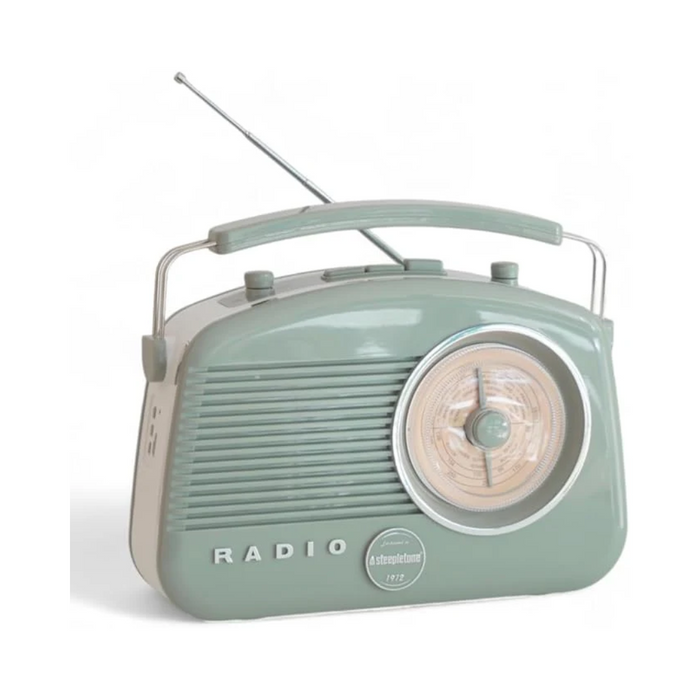 Steepletone Brighton 3 Band Portable Retro Radio - Sage Green | BRIGHTONSGBT