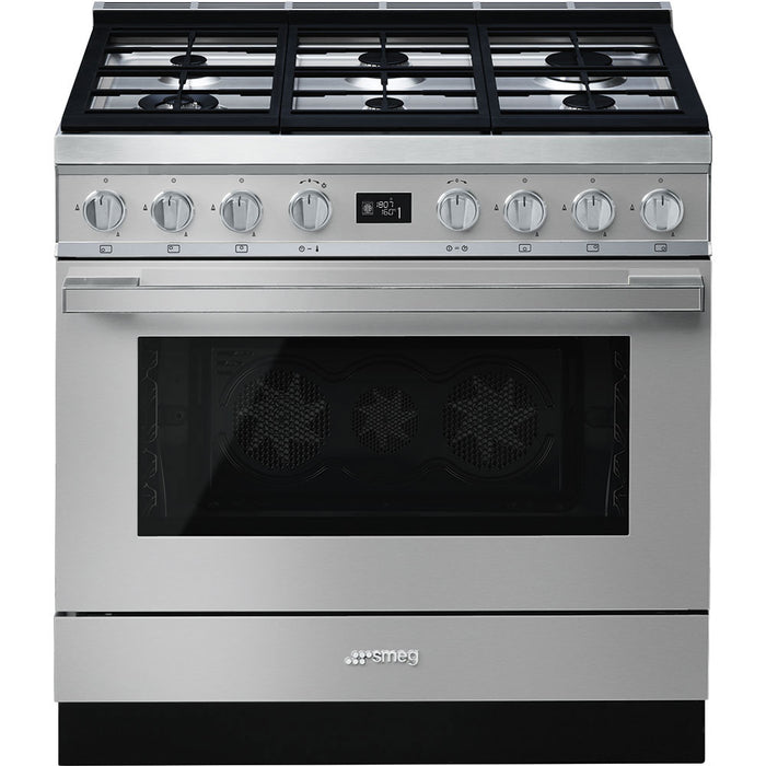 Smeg 90x60 cm Portofino Dual fuel Cooker with Gas Hob - Stainless Steel | SMG CPF9GPX