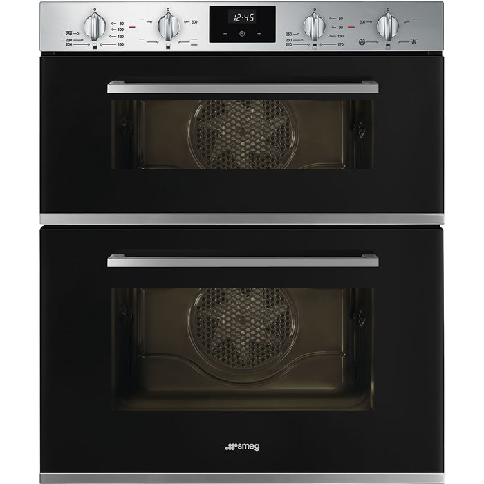 Smeg Cucina Built-In Under Counter Double Oven, Thermo-ventilated - Black | SMG DUSF400B