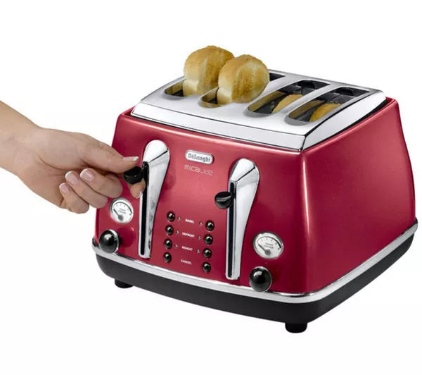 DELONGHI Icona Micalite 4 slice Toaster - Red | CTOM4003R