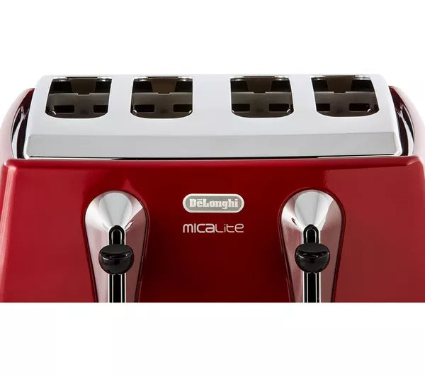 DELONGHI Icona Micalite 4 slice Toaster - Red | CTOM4003R