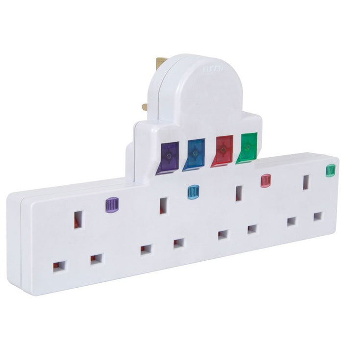 Plug-in 4-Way Mains Adaptor with Surge Protection | 429819