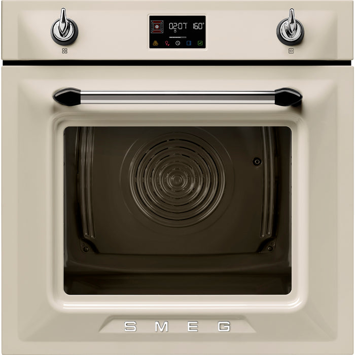Smeg Victoria 60cm Built-In SteamOne Single Oven, Combi Steam, Pyrolytic - Cream | SMG SOP6902S2PP
