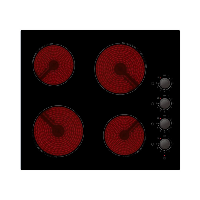 CATA 60cm Black Glass Ceramic Hob with Knobs || UBKCC60BV