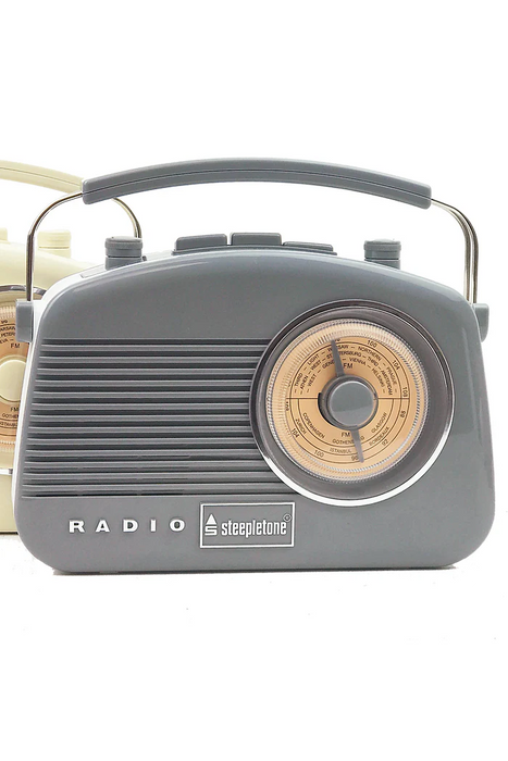 Steepletone Brighton 3 Band Portable Retro Radio - Grey | BRIGHTONGYBT