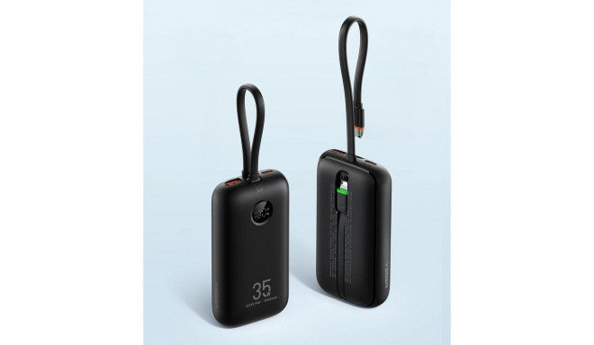 VEGER 10000 mAh Powerbank with Built-in Cables Type C / Lightning - Black | W1188