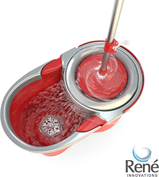 RENE Spin Mop Dada Powerful Spin Drying Stainless Steel Basket - Red | MOPDADA