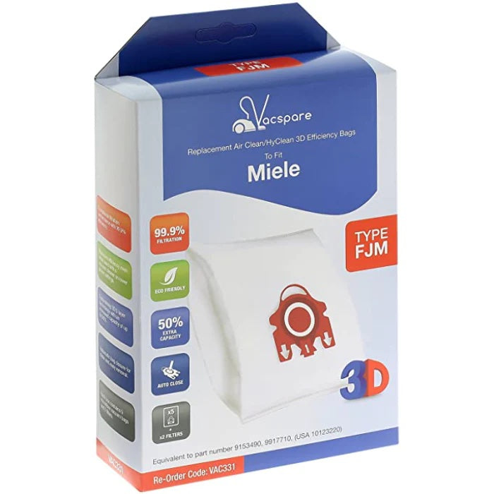 Vacspare Miele Microfibre Vacuum Pack of 5 FJM Bags Red | EXSVAC331