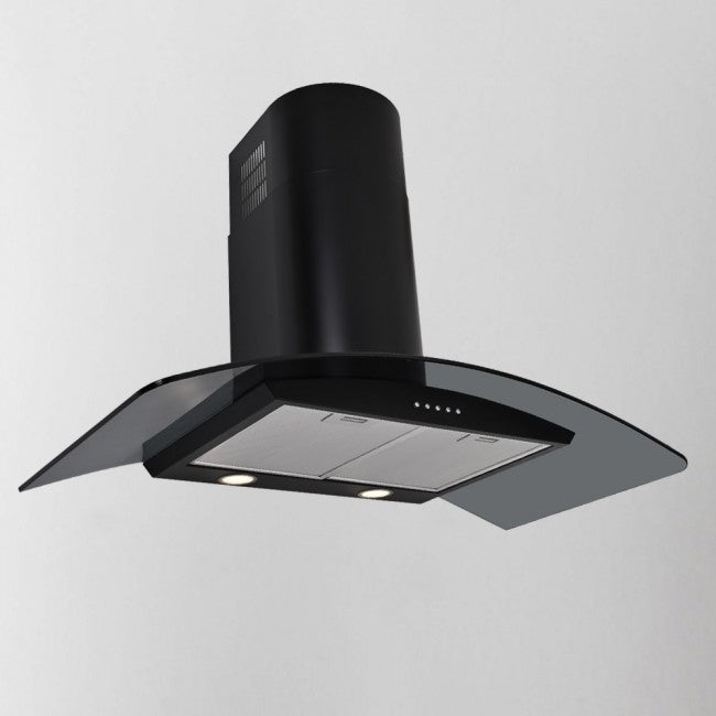 LUXAIR 110cm Premium Curved Glass Cooker Hood in Matt Black | LA-110-CVD-GL-BLK