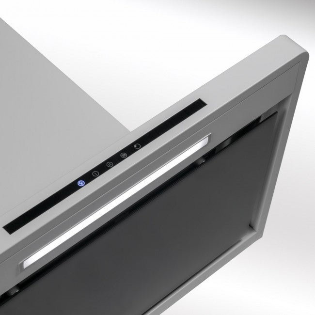 LUXAIR 70cm Premium Slimline Cooker Hood with Black Glass Door, Touch Controls in Gloss White | LA-70-LINEA-WHT