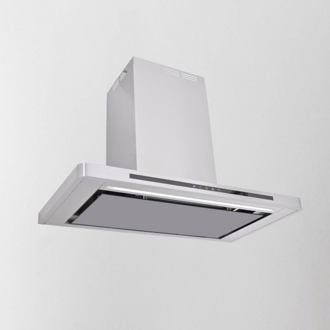 LUXAIR 90cm Premium Slimline Cooker Hood with Black Glass Door, Touch Controls in Stainless Steel | LA-90-LINEA-SS