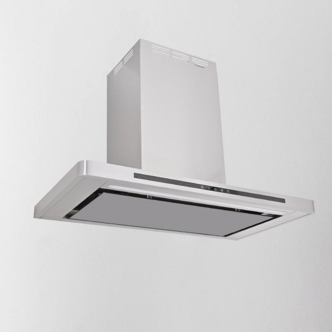 LUXAIR 90cm Premium Slimline Cooker Hood with Black Glass Door, Touch Controls in Stainless Steel | LA-90-LINEA-SS