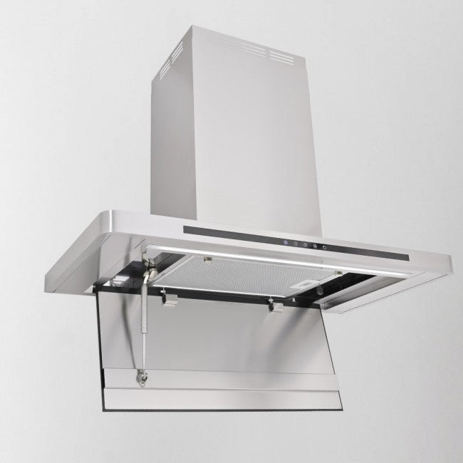 LUXAIR 90cm Premium Slimline Cooker Hood with Black Glass Door, Touch Controls in Stainless Steel | LA-90-LINEA-SS