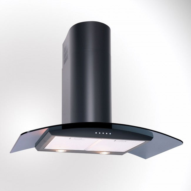 LUXAIR 70cm Premium Curved Glass Cooker Hood in Matt Black | LA-70-CVD-BLK
