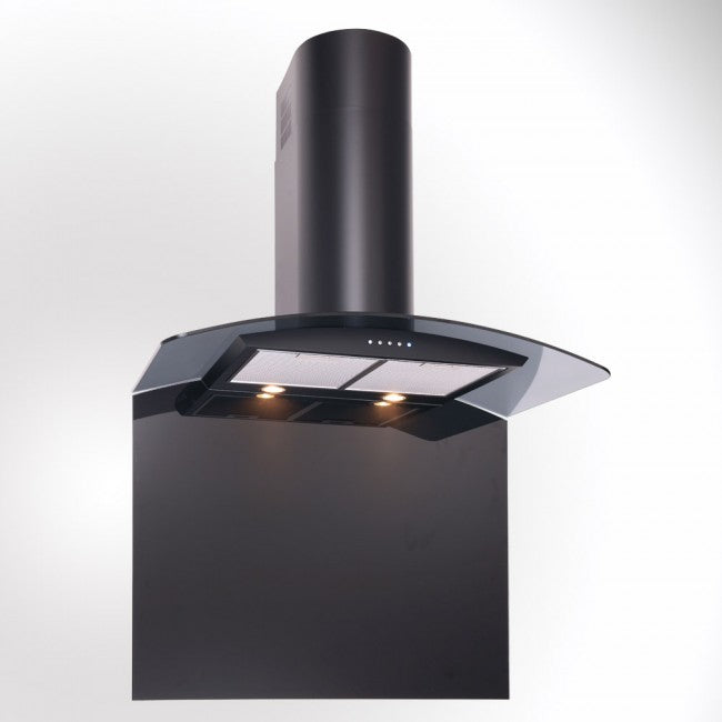 LUXAIR 70cm Premium Curved Glass Cooker Hood in Matt Black | LA-70-CVD-BLK