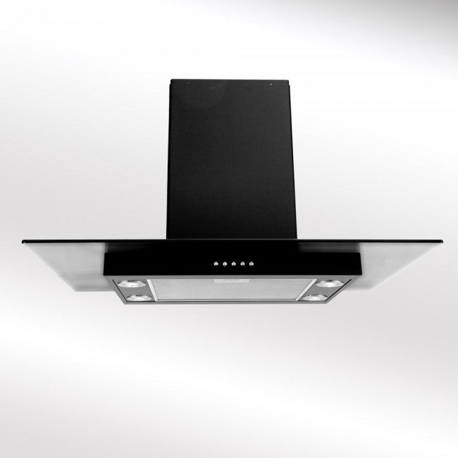 LUXAIR 90cm Straight Glass Island Cooker Hood in Matt Black | LA-90-STGL-ISL-BLK