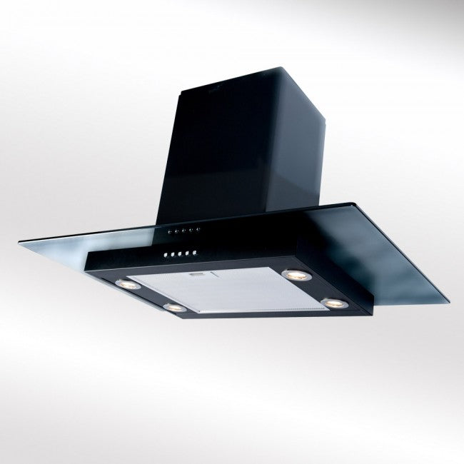 LUXAIR 90cm Straight Glass Island Cooker Hood in Matt Black | LA-90-STGL-ISL-BLK