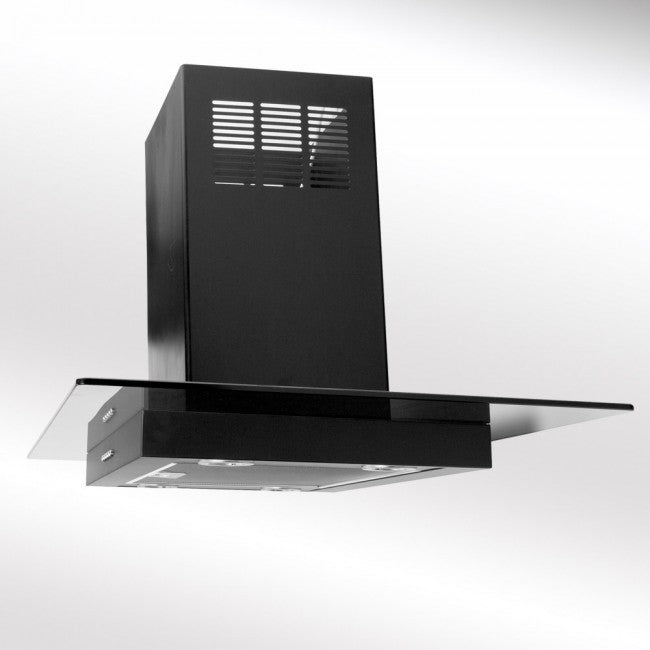 LUXAIR 90cm Straight Glass Island Cooker Hood in Matt Black | LA-90-STGL-ISL-BLK