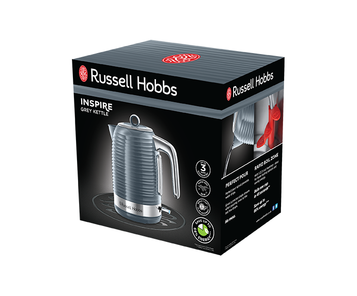 RUSSELL HOBBS INSPIRE GREY KETTLE RAPID BOIL 3KW | 24363