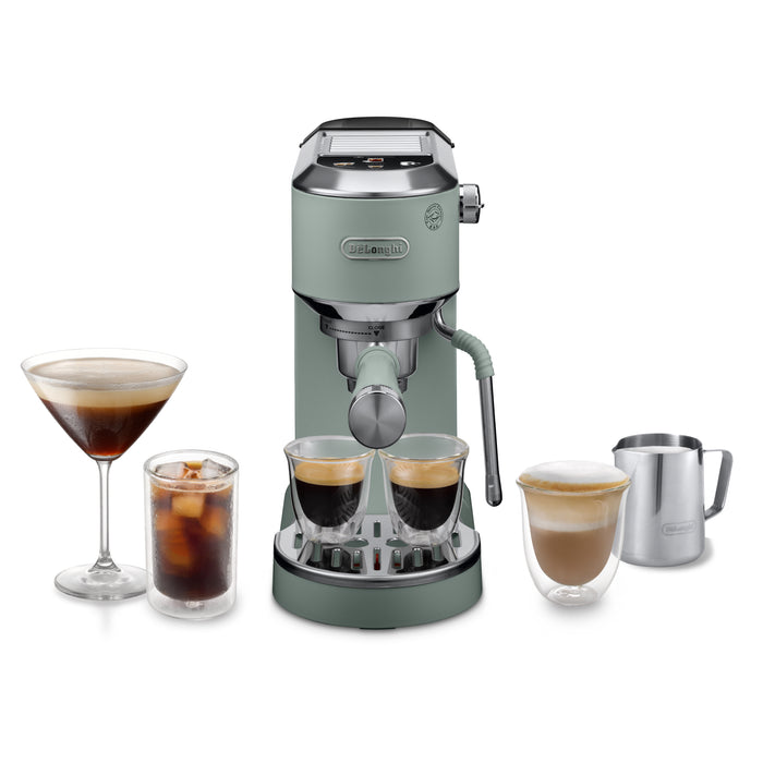 De'Longhi Dedica Duo Espresso Coffee Machine with Cold Brew and My LatteArt Steam Wand - Green | EC890.GR