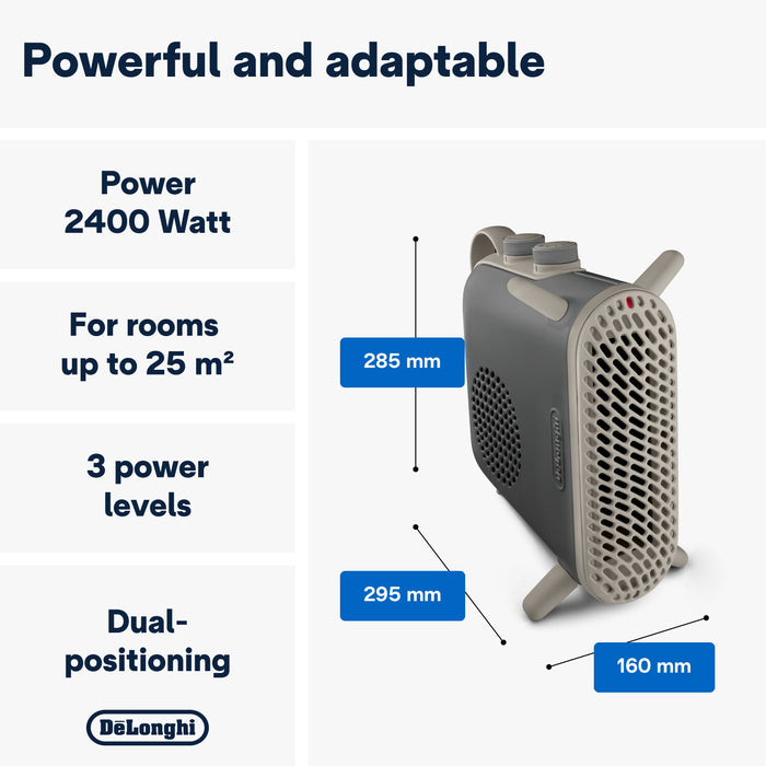 DeLonghi Ceramic Capsule Fit Fan Heater 2400W - Grey | HFS70B24.GY