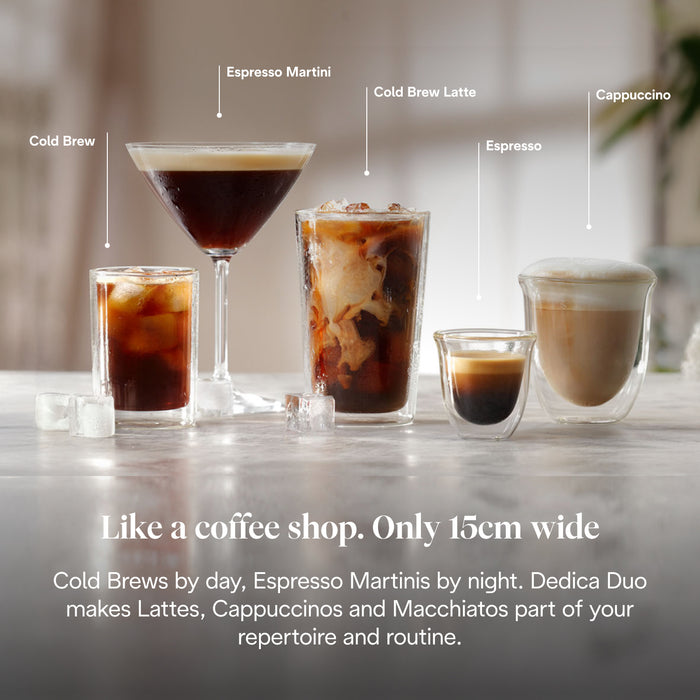 De'Longhi Dedica Duo Espresso Coffee Machine with Cold Brew and My LatteArt Steam Wand - Green | EC890.GR