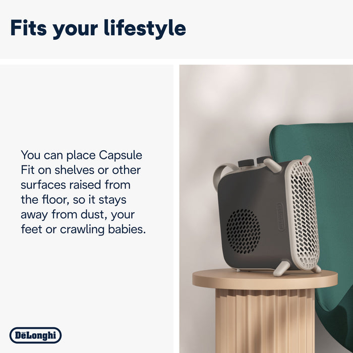 DeLonghi Ceramic Capsule Fit Fan Heater 2400W - Grey | HFS70B24.GY