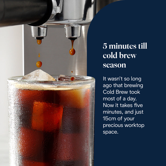 DeLonghi Dedica Duo Espresso Coffee Machine with Cold Brew and My LatteArt Steam Wand  – Silver | EC890.M