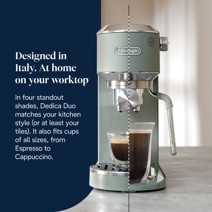 De'Longhi Dedica Duo Espresso Coffee Machine with Cold Brew and My LatteArt Steam Wand - Green | EC890.GR