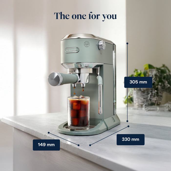De'Longhi Dedica Duo Espresso Coffee Machine with Cold Brew and My LatteArt Steam Wand - Green | EC890.GR