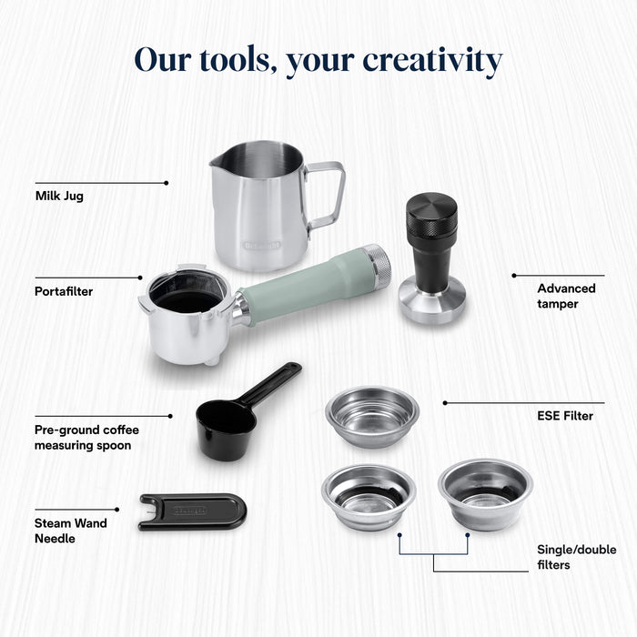 De'Longhi Dedica Duo Espresso Coffee Machine with Cold Brew and My LatteArt Steam Wand - Green | EC890.GR