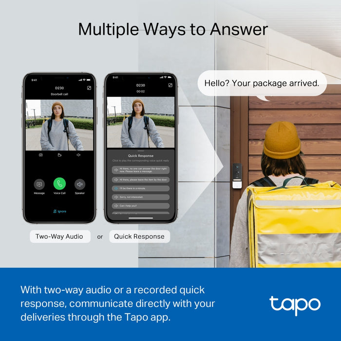 Tapo Doorbell Smart Video Camera Kit Inc Hub | TAPOD230S1 TP-LINK