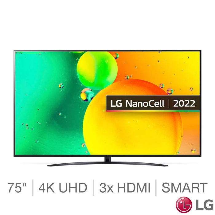 LG 75" Smart 4K Ultra HD HDR LED TV with Google Assistant & Amazon Alexa - Ashed Blue  | 75NANO766QA