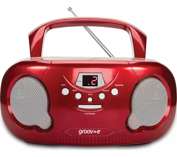 Groove Portable CD Player with Radio - Red || GV-PS733-RD