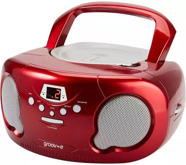 Groove Portable CD Player with Radio - Red || GV-PS733-RD