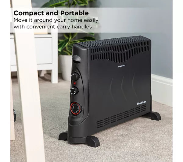 Russell Hobbs 2kW Convector Heater with Timer, 3 Heat Settings and Thermostat - Black | RHCVH4002B