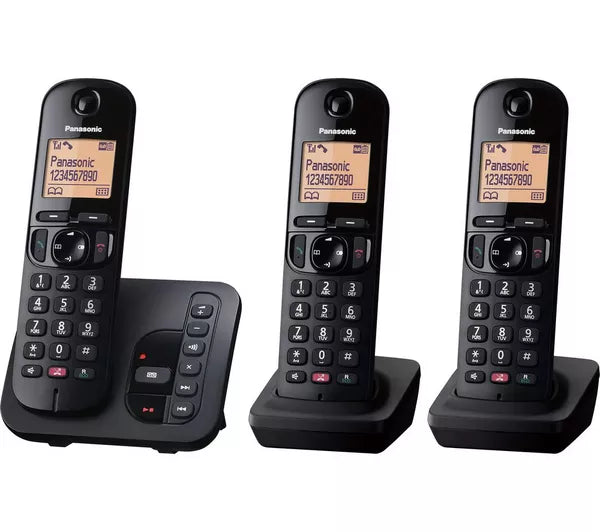 PANASONIC Cordless Phone - Triple Handsets-  Black | KX-TGC263EB