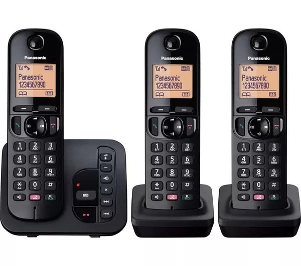 PANASONIC Cordless Phone - Triple Handsets-  Black | KX-TGC263EB