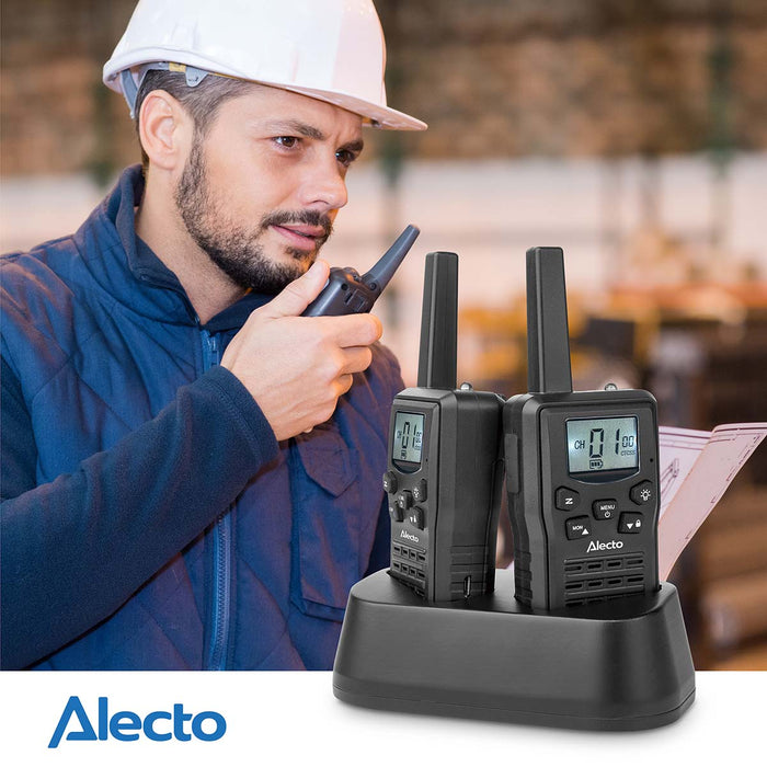 Alecto 10km Range Walkie Talkie Set - 2 Handsets with Charging Base | 102489