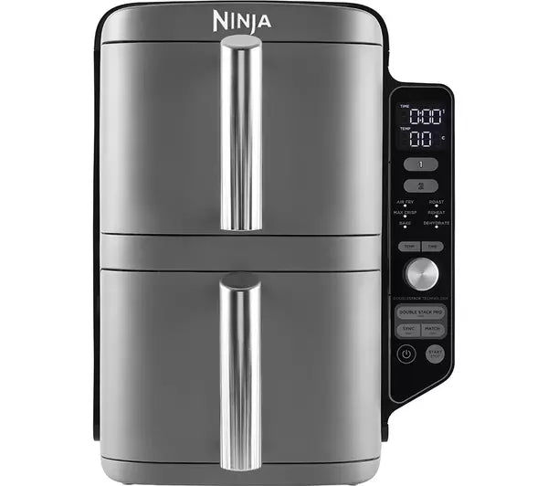 Ninja Double Stack XL Air Fryer 9.5L Capacity, 6 Cooking Functions, 8 Portions - Grey | SL400UK
