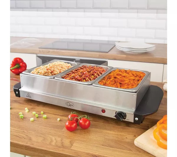 QUEST Electric Buffet Server & Warming Tray - Silver | 16520