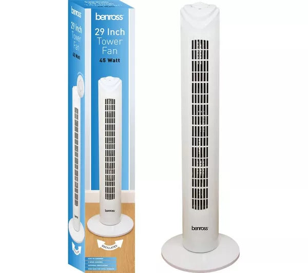Benross 29" Portable Tower fan, 73cm - White | 43940